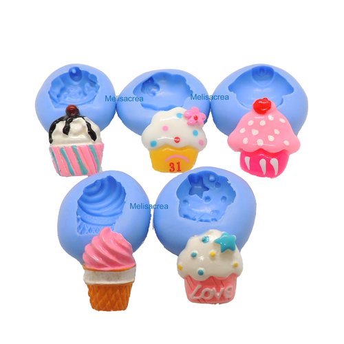 Lot de 5 minis moules en silicone cupcake