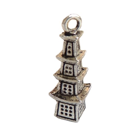 1 pendentif argenté pagode
