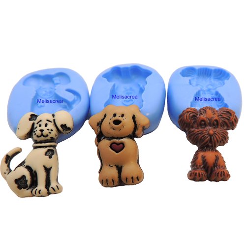 Lot de 3 moules en silicone chien