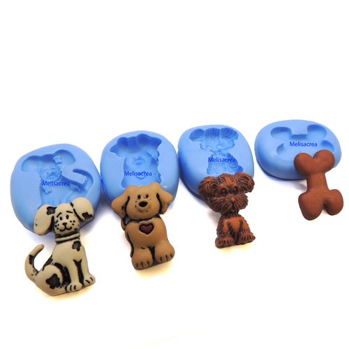 Lot de 4 moules en silicone chien