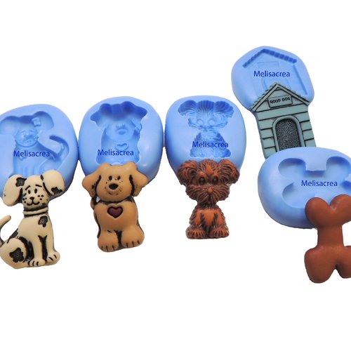Lot de 5 moules en silicone chien