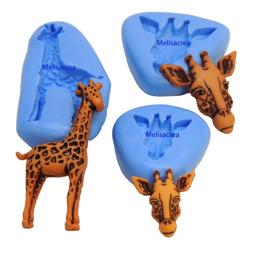 Lot de 3 moules en silicone girafe