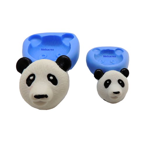 Lot de 2 minis moules en silicone tête de panda -
