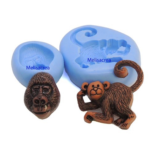 Lot de 2 moules en silicone gorille + singe