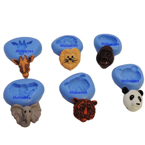 Lot de 6 moules animaux sauvage, savane