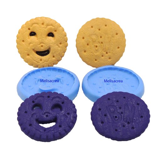 Lot n°1 - moules en silicone biscuit choco bn - dos + face n°1 - 3,9 cm