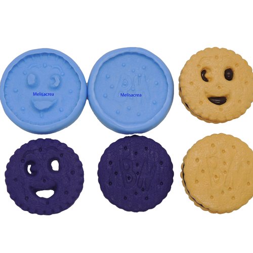 Lot n°4 - moules en silicone biscuit choco bn - dos + face n°4 - 3,9 cm