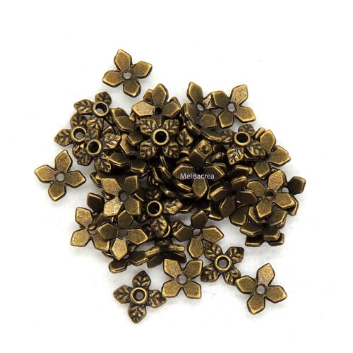 50 coupelles, calottes, en bronze antique - 8mm