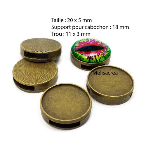 Lot de 5 supports coulissant pour cabochon 18mm