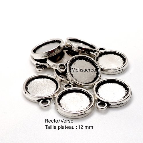 Lot de 10 supports pour cabochon 12 mm - recto verso