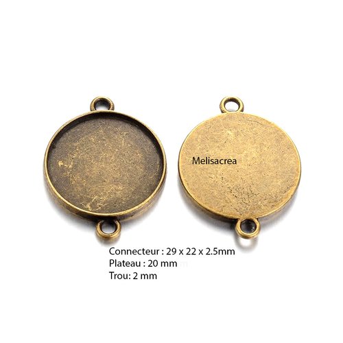 Lot de 10 supports connecteur pour cabochon 20mm