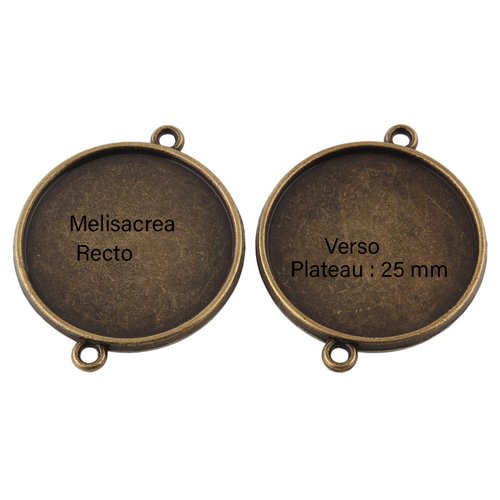 Lot de 2 supports connecteur pour cabochon 25mm