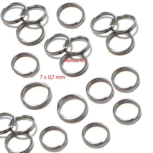 100 anneaux en acier inoxidable - 7mm