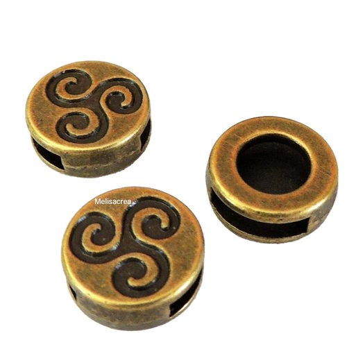 Lot de 3 perles triskell en bronze - 12 x 9mm