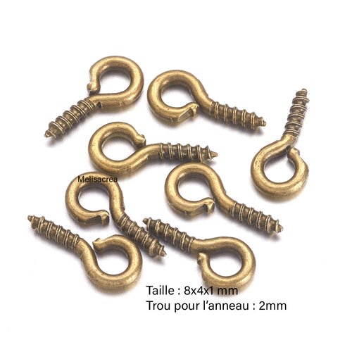 Lot de 100 pitons à vis - 8x4 mm