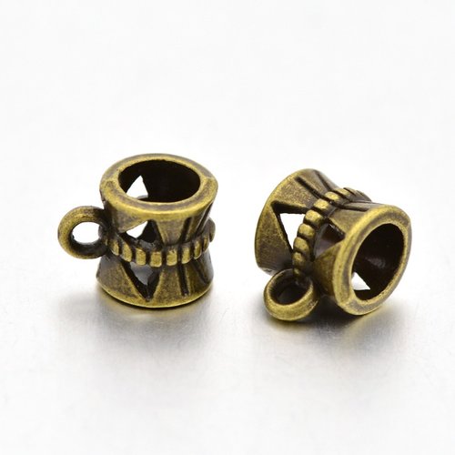 Lot de 50 bélières en bronze -  11x7x6mm