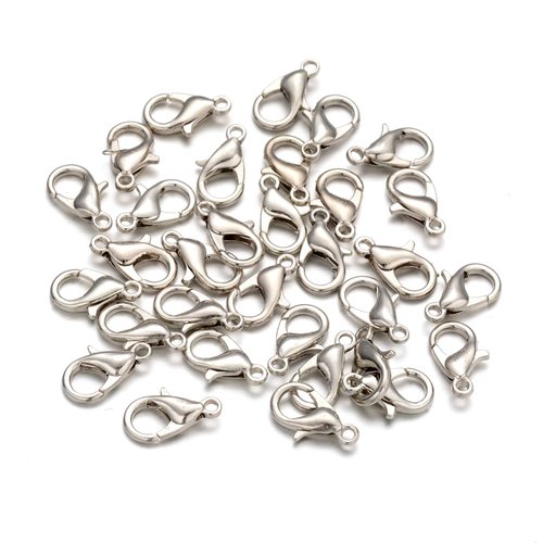 Lot de 50 fermoirs mousquetons - 12x6 mm