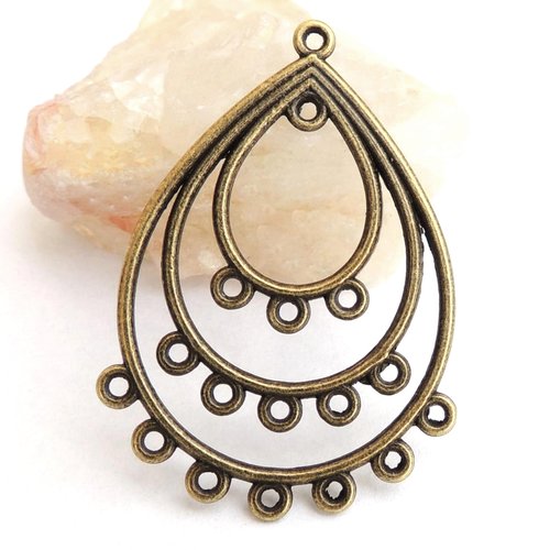 Lot de 2 connecteurs goutte d'eau, couleur bronze - 4,2x3cm