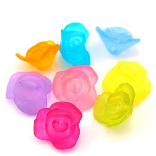 Lot de 20 perles roses en acrylique givré - 16x15mm