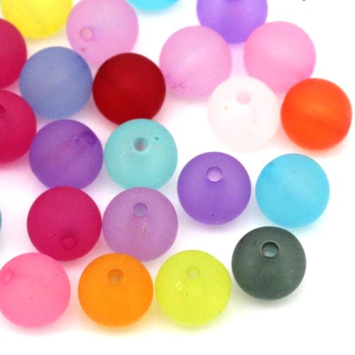 Lot de 20 perles rondes en acrylique givré - 10mm