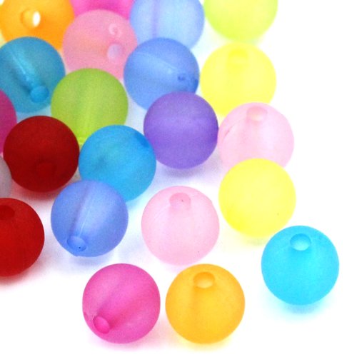 Lot de 50 perles rondes en acrylique givré - 6mm