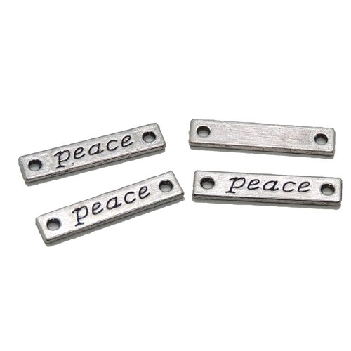 Lot de 4 connecteurs rectangle avec inscription peace