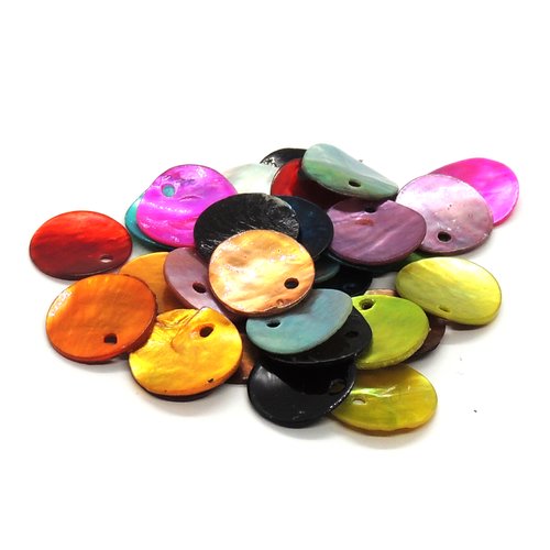Lot de 30 sequins en coquille naturelle - 13mm