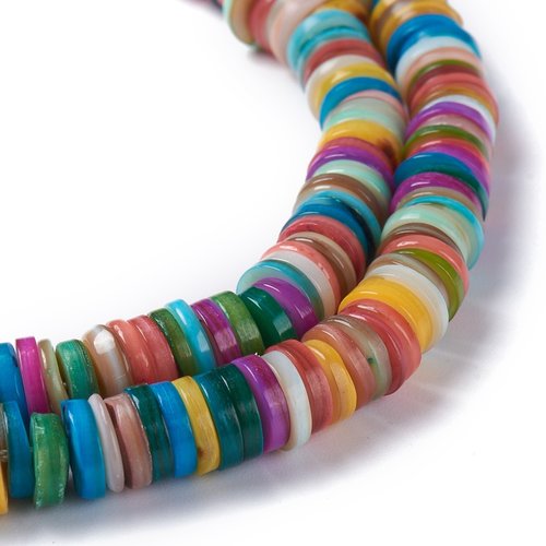 Lot de 20 perles heishi en coquille naturelle - 8mm