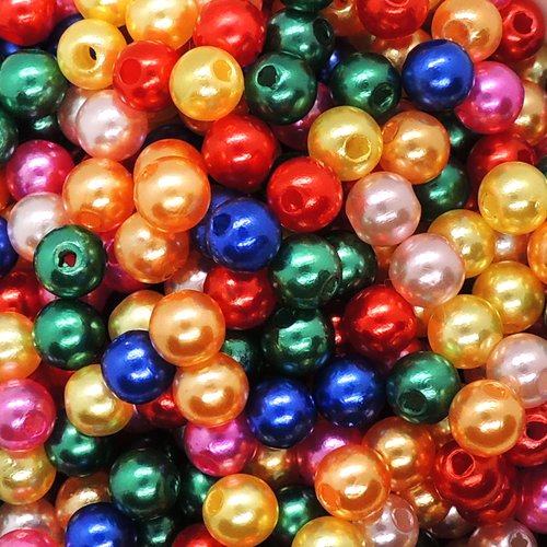 Lot de 100 perles rondes en acrylique nacré - 6mm
