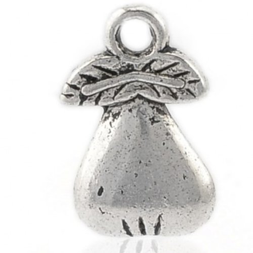 Lot de 25 breloques argentées poire