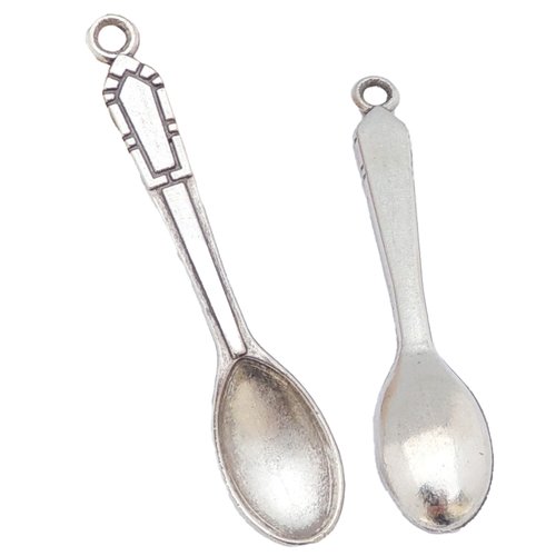 Lot de 20 breloques pendentifs cuillère - 49x11x3 mm