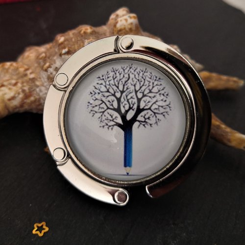 Accroche sac à main arbre de vie, cabochon en verre