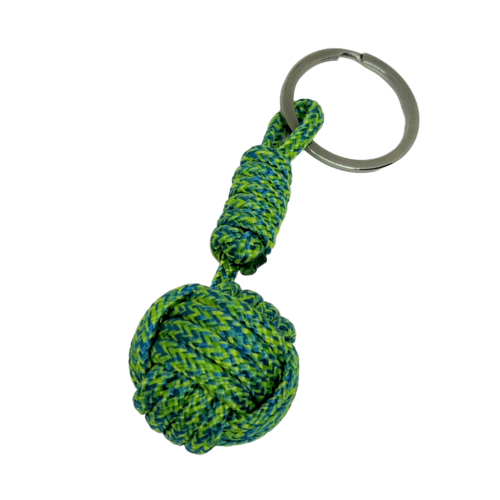 Porte-clés pomme de touline vert et bleu