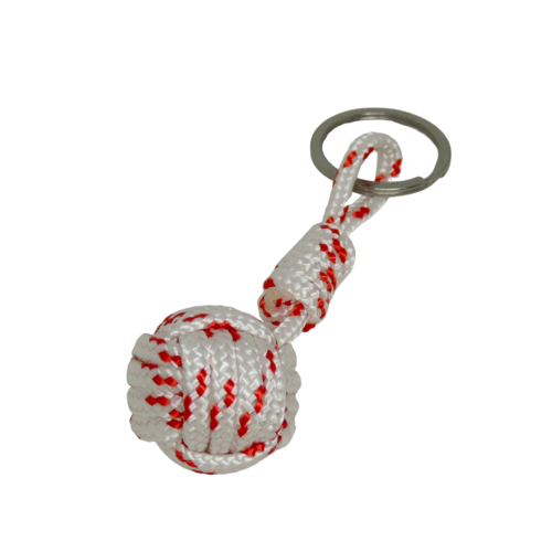 Porte-clés pomme de touline blanc et rouge