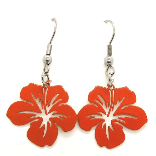 Boucles d'oreilles orchidée - orange