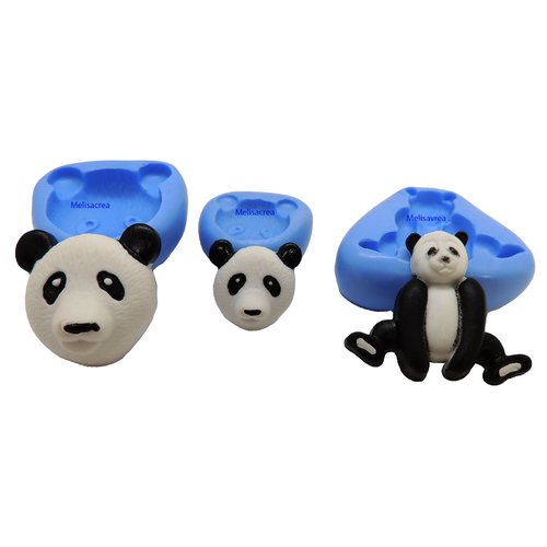 Lot de 3 moules en silicone panda -
