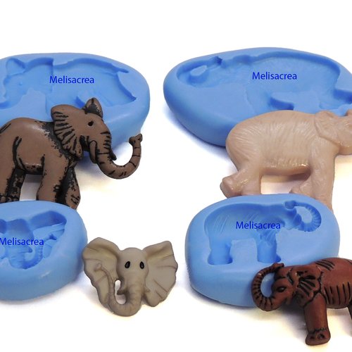 Lot de 4 moules en silicone éléphant