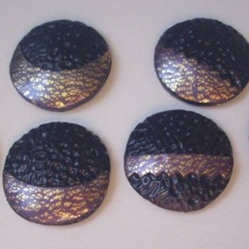 Perles artisanales en pâte polymère fimo lentilles 2.6 cm - polymer clay beads - handmade