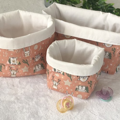 Lot de 3 panières pour table à langer - paniers à couches - accessoires pour le change de bébé
