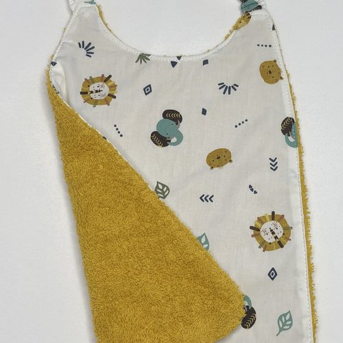 Serviette élastique et son pochaon, serviette de table, bavoir pour maternelle - fait main - petits chiens