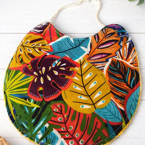 Bavoir bébé réversible en coton et éponge - fait main