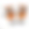 Réservé - doudou peluche plat renard, tissu coton minky polaire, orange gris, hauteur 27 cm, doudou personnalisé