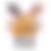 Doudou bébé lapin, tissu coton minky, orange bleu marine, attache tétine, fait-main, personnalisable, 36 cm de hauteur