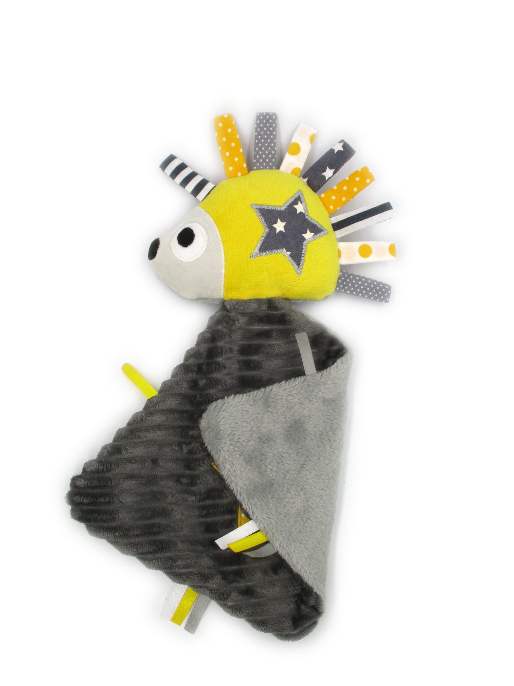 Grande peluche en 100% coton tricot - Licorne grise avec étoiles