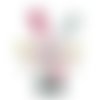 Doudou fait-main lapin plat, doudou bébé, tissu coton minky, rose bleu jaune, personnalisable, 36 cm de hauteur