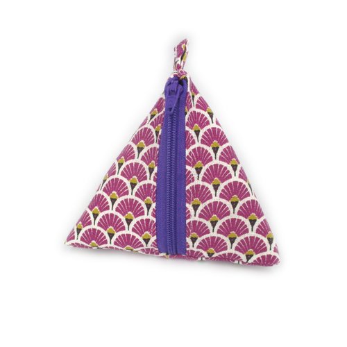 Porte-monnaie berlingot violet, rangement écouteurs, idée cadeau, porte-monnaie triangle
