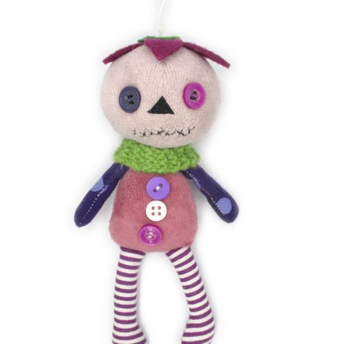 Porte-clés citrouille d'halloween en tissu, lin coton, maube violet, idée cadeau, fait-main, personnalisable en couleur, grigri