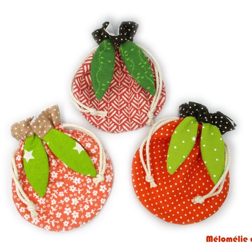 Pochette citrouille lot de 3, halloween orange, pochette bonbon, idée cadeau, idéal pour mettre des bonbons