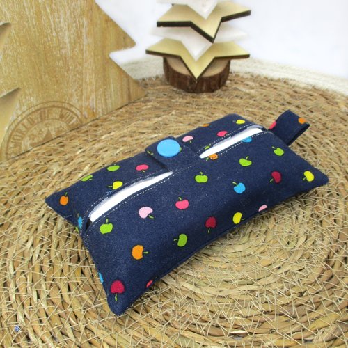 Pochette à mouchoirs, bleu, tissu coton, idée cadeau originale
