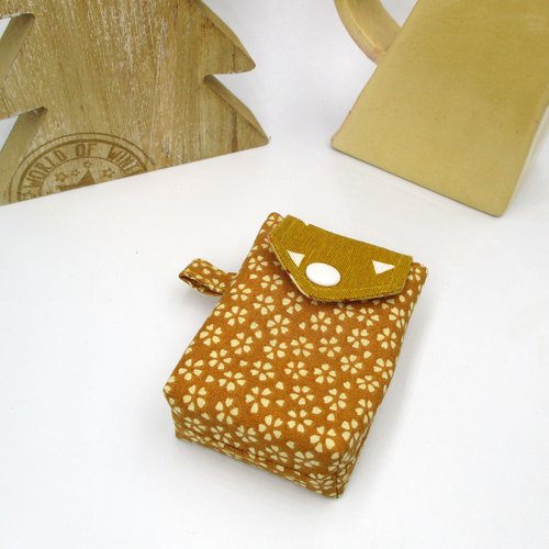 Pochette à mouchoirs, jaune moutarde, pour mouchoirs petits formats, tissu coton, idée cadeau originale